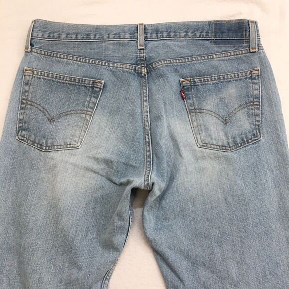 90's LEVIS 527 Jeans Men 36x30 Boot Light Wash Blue Distressed Denim Cowboy - Picture 7 of 16